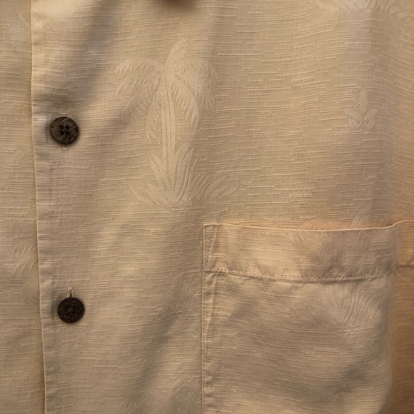 Tommy Bahama 100% Silk Light Orange Palm Tree Textured Hawaiian Shirt XL - Picture 7 of 16